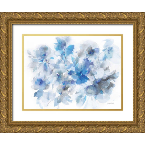 Floral Abstraction Gold Ornate Wood Framed Art Print with Double Matting by Nai, Danhui