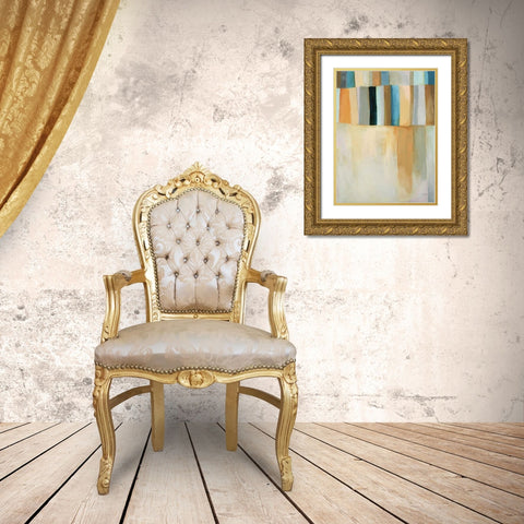 Coastal Stripes II Gold Ornate Wood Framed Art Print with Double Matting by Davies, Jane