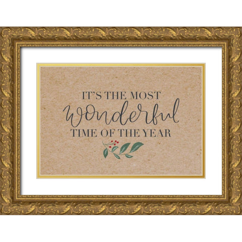 Neutral Christmas IV Gold Ornate Wood Framed Art Print with Double Matting by Thorns, Becky