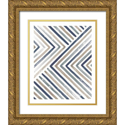 Desert Sunset I Blue Gold Ornate Wood Framed Art Print with Double Matting by Marshall, Laura