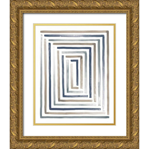 Desert Sunset II Blue Gold Ornate Wood Framed Art Print with Double Matting by Marshall, Laura