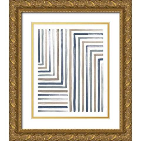 Desert Sunset III Blue Gold Ornate Wood Framed Art Print with Double Matting by Marshall, Laura