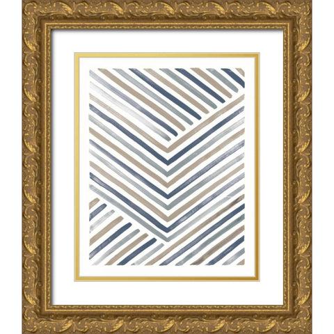 Desert Sunset IV Blue Gold Ornate Wood Framed Art Print with Double Matting by Marshall, Laura