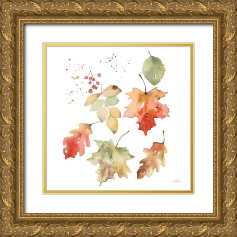 Falling Leaves II Gold Ornate Wood Framed Art Print with Double Matting by Pete, Katrina