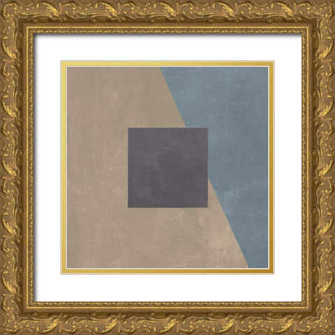 Blue Silk Abstract II Gold Ornate Wood Framed Art Print with Double Matting by Tillmon, Avery