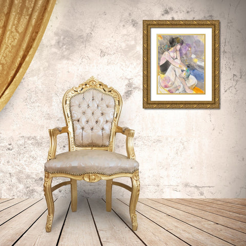 Ballerina I Gold Ornate Wood Framed Art Print with Double Matting by Hristova, Albena