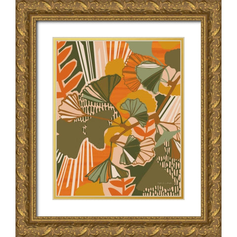 Ginkgo Gold Ornate Wood Framed Art Print with Double Matting by Gallagher, Megan