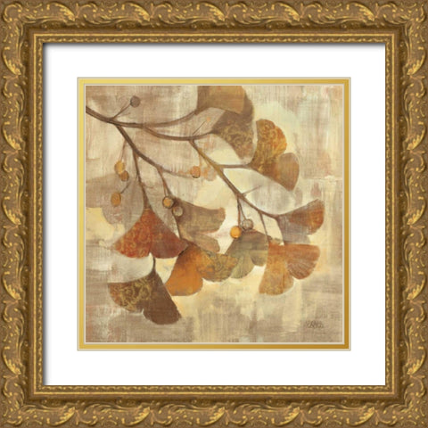 Ginkgo Gold Ornate Wood Framed Art Print with Double Matting by Hristova, Albena