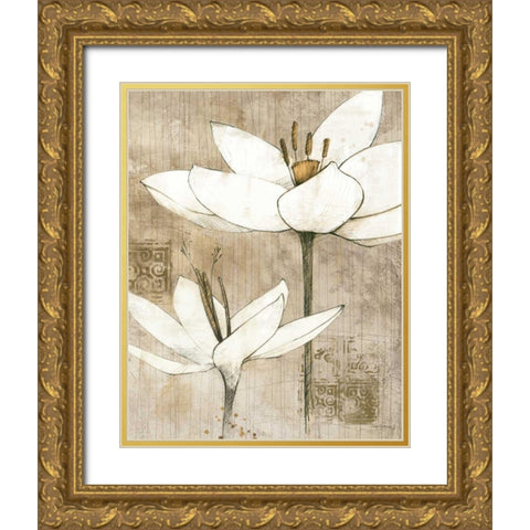 Pencil Florals I Gold Ornate Wood Framed Art Print with Double Matting by Tillmon, Avery