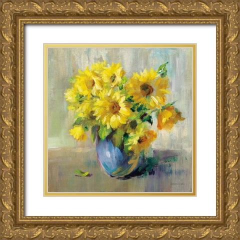 Sunflower Still Life II Gold Ornate Wood Framed Art Print with Double Matting by Nai, Danhui