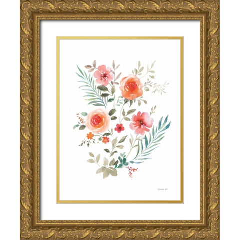 Floral Serenade III Gold Ornate Wood Framed Art Print with Double Matting by Nai, Danhui