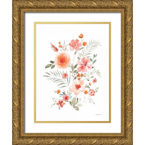 Floral Serenade IV Gold Ornate Wood Framed Art Print with Double Matting by Nai, Danhui