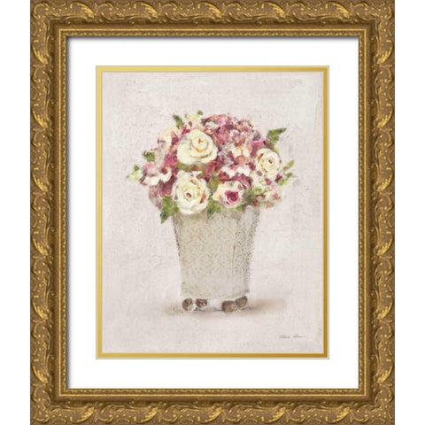 Parlor Roses I Light Gold Ornate Wood Framed Art Print with Double Matting by Blum, Cheri