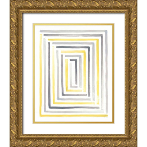 Desert Sunset II Yellow Gray Gold Ornate Wood Framed Art Print with Double Matting by Marshall, Laura