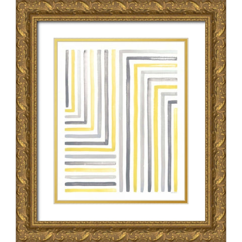 Desert Sunset III Yellow Gray Gold Ornate Wood Framed Art Print with Double Matting by Marshall, Laura