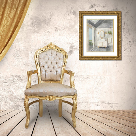 Attic Bathroom I Gray Wood Gold Ornate Wood Framed Art Print with Double Matting by Vassileva, Silvia