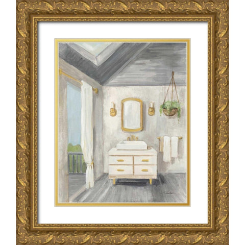 Attic Bathroom I Gray Wood Gold Ornate Wood Framed Art Print with Double Matting by Vassileva, Silvia