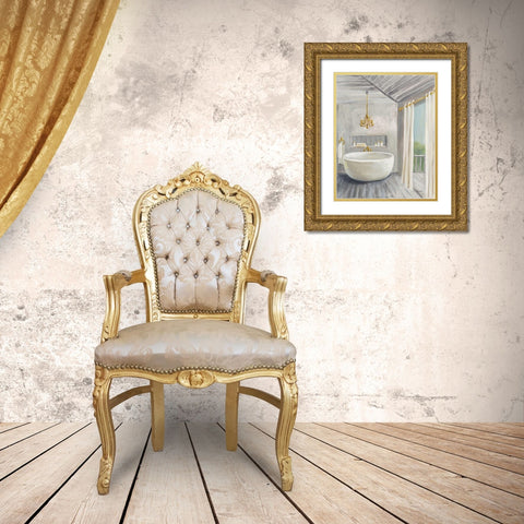 Attic Bathroom II Gray Wood Gold Ornate Wood Framed Art Print with Double Matting by Vassileva, Silvia