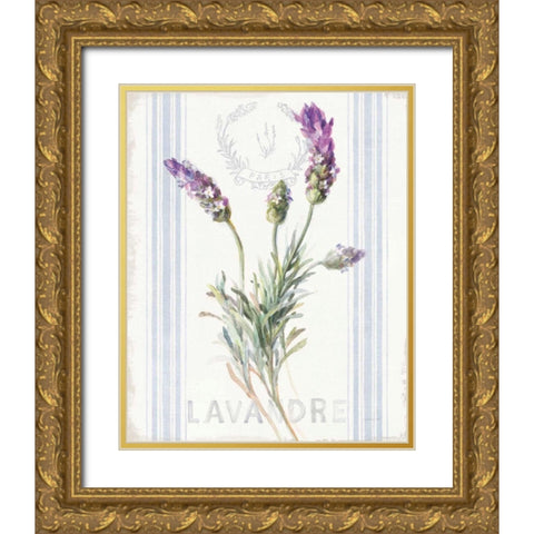 Floursack Lavender II Gold Ornate Wood Framed Art Print with Double Matting by Nai, Danhui