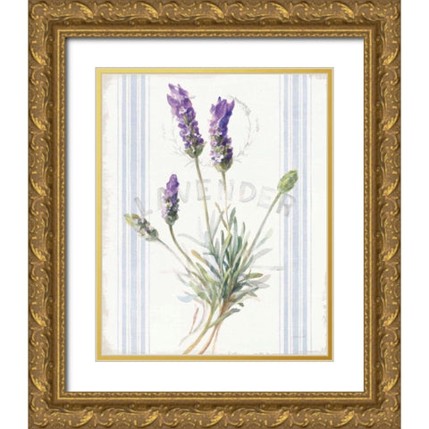 Floursack Lavender III Gold Ornate Wood Framed Art Print with Double Matting by Nai, Danhui