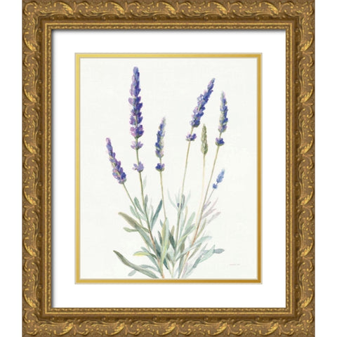 Floursack Lavender I on Linen Gold Ornate Wood Framed Art Print with Double Matting by Nai, Danhui