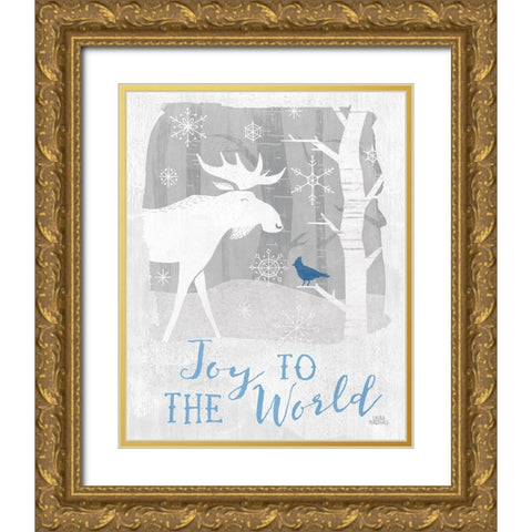 Woodland Wishes III Blue Gold Ornate Wood Framed Art Print with Double Matting by Marshall, Laura