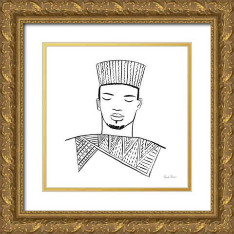 Muse III Gold Ornate Wood Framed Art Print with Double Matting by Zaman, Farida