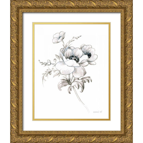 Sketchbook Garden X BW Gold Ornate Wood Framed Art Print with Double Matting by Nai, Danhui