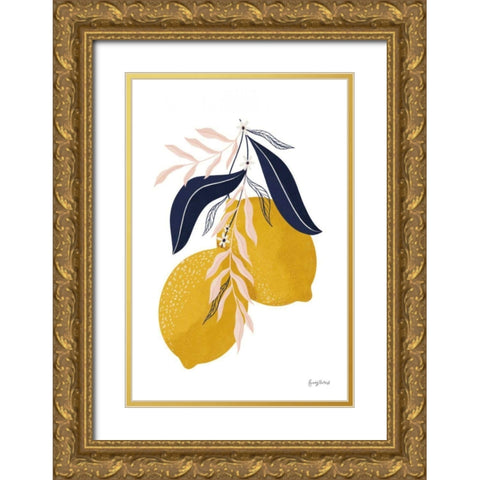 Lemons II No Wedge Gold Ornate Wood Framed Art Print with Double Matting by Thorns, Becky