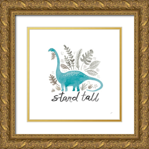 Dino Inspiration II Aqua Gold Ornate Wood Framed Art Print with Double Matting by Panganiban, Karyn