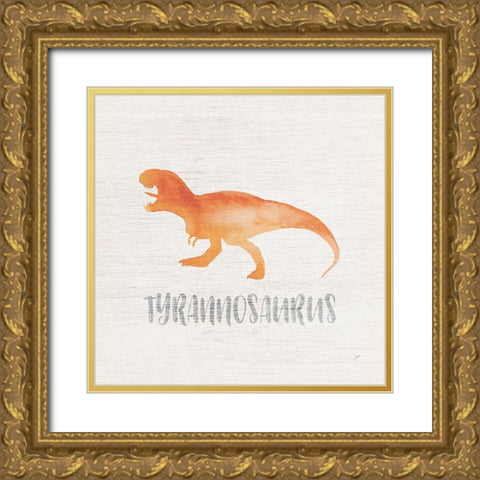Tyrannosaurus Sq Gold Ornate Wood Framed Art Print with Double Matting by Panganiban, Karyn