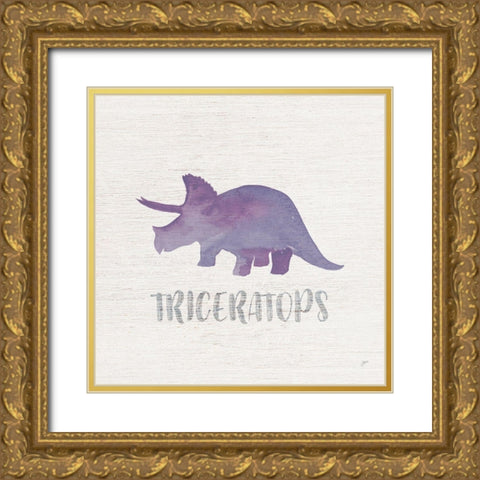 Triceratops Sq Gold Ornate Wood Framed Art Print with Double Matting by Panganiban, Karyn
