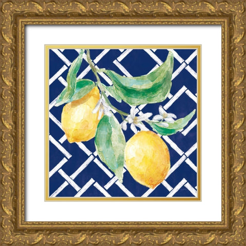 Everyday Chinoiserie Lemons I Gold Ornate Wood Framed Art Print with Double Matting by Urban, Mary