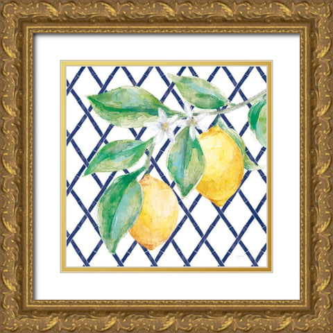 Everyday Chinoiserie Lemons II Gold Ornate Wood Framed Art Print with Double Matting by Urban, Mary