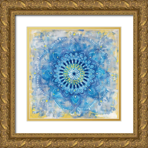 Concentric Mandala Gold Ornate Wood Framed Art Print with Double Matting by Nai, Danhui