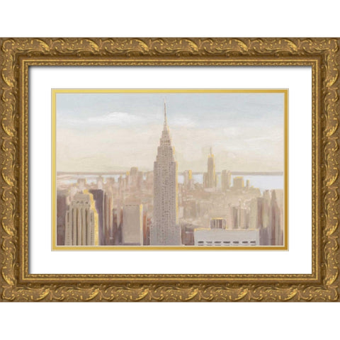 Manhattan Dawn Gold and Neutral Gold Ornate Wood Framed Art Print with Double Matting by Wiens, James