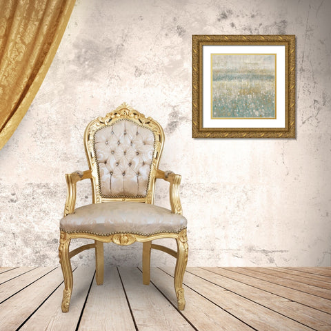 Rain Abstract II Neutral Gold Ornate Wood Framed Art Print with Double Matting by Nai, Danhui