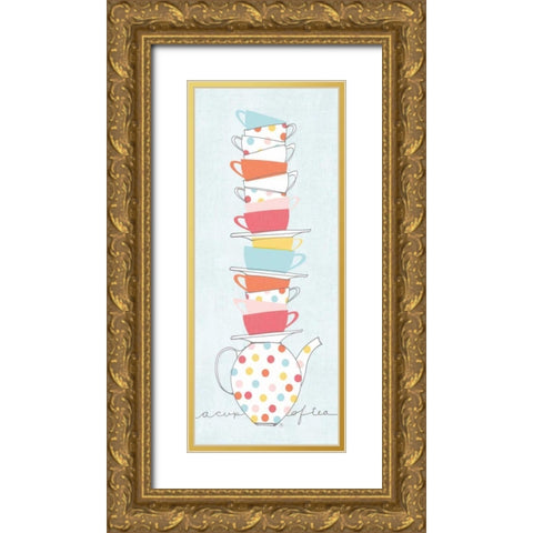 Stack of Cups I Pastel Gold Ornate Wood Framed Art Print with Double Matting by Tillmon, Avery
