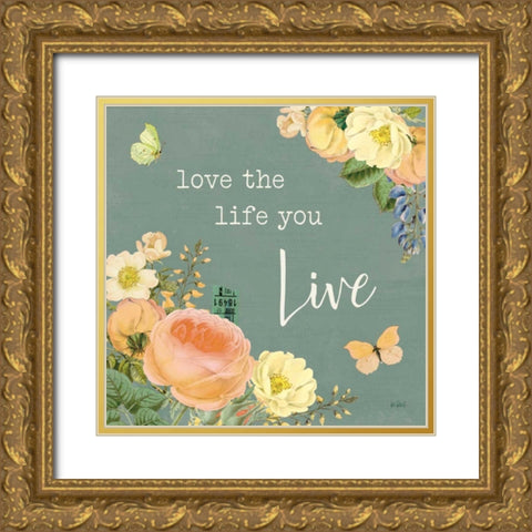 Garden District II Sage Gold Ornate Wood Framed Art Print with Double Matting by Pertiet, Katie