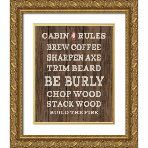 Cabin Life V Dark Wood Gold Ornate Wood Framed Art Print with Double Matting by Schlabach, Sue