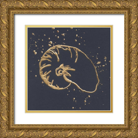 Gold Nautilus I Gold Ornate Wood Framed Art Print with Double Matting by Paschke, Chris