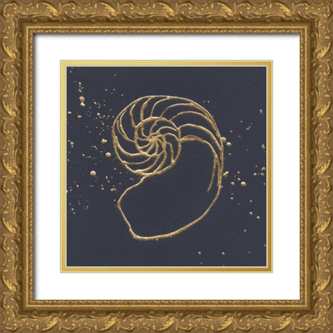 Gold Nautilus II Gold Ornate Wood Framed Art Print with Double Matting by Paschke, Chris