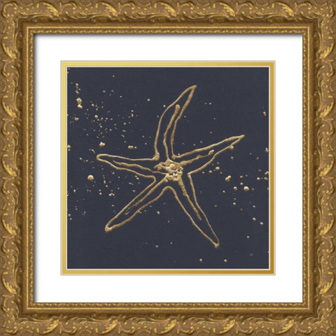 Gold Starfish II Gold Ornate Wood Framed Art Print with Double Matting by Paschke, Chris