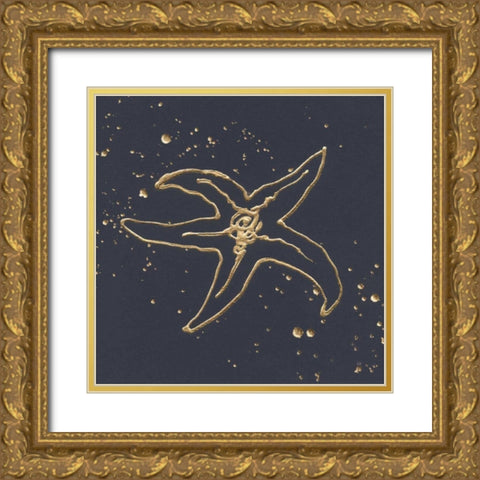 Gold Starfish III Gold Ornate Wood Framed Art Print with Double Matting by Paschke, Chris