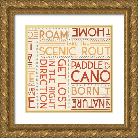 Born to Roam Pattern VB Gold Ornate Wood Framed Art Print with Double Matting by Penner, Janelle