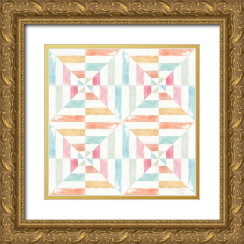 World Tour Pattern IVA Gold Ornate Wood Framed Art Print with Double Matting by June, Dina