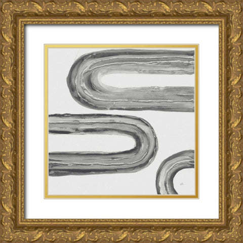 Gray Rainbow V Gold Ornate Wood Framed Art Print with Double Matting by Paschke, Chris