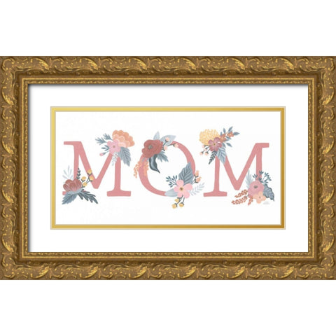 Love Letters Mom Gold Ornate Wood Framed Art Print with Double Matting by Marshall, Laura