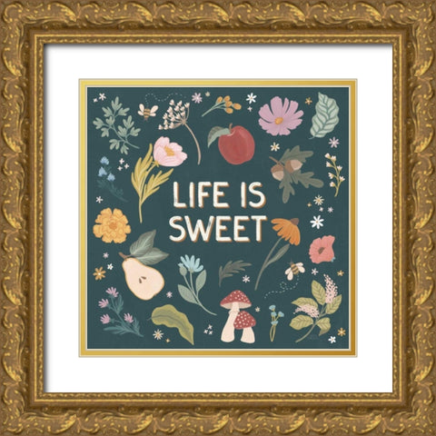 September Sweetness II Dark Gold Ornate Wood Framed Art Print with Double Matting by Marshall, Laura
