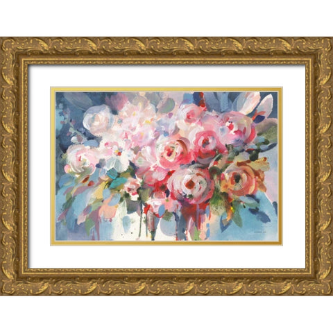 Fullness of Flowers Gold Ornate Wood Framed Art Print with Double Matting by Nai, Danhui